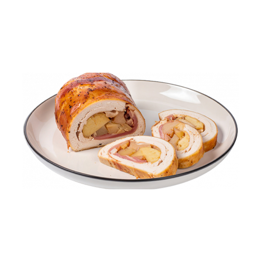 Pollastre farcit de poma i cansalada