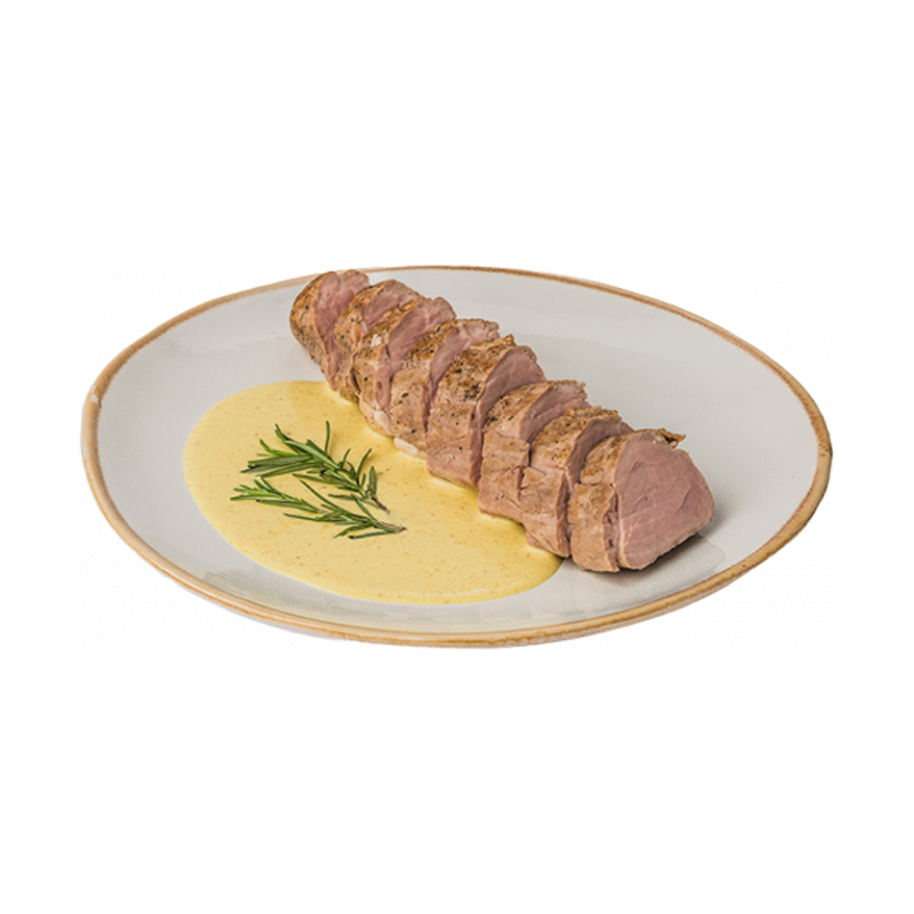 Solomillo de cerdo a baja temperatura con salsa de curry ecológico